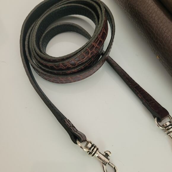 BRIGHTON Black & Brown Embossed Patchwork Leather Organizer Purse Foldout Wallet - Picture 12 of 13